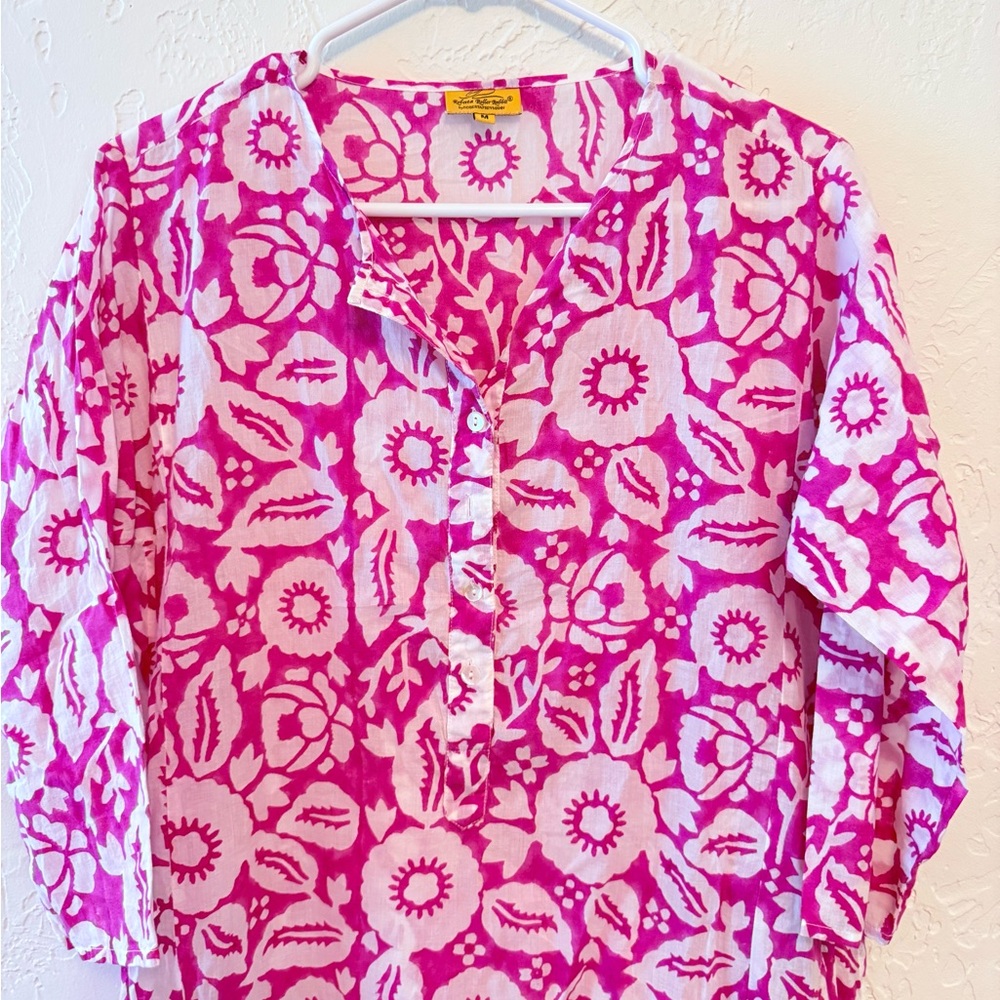 Roberta Roller Rabbit Hot Pink and White Floral Coverup / Dress